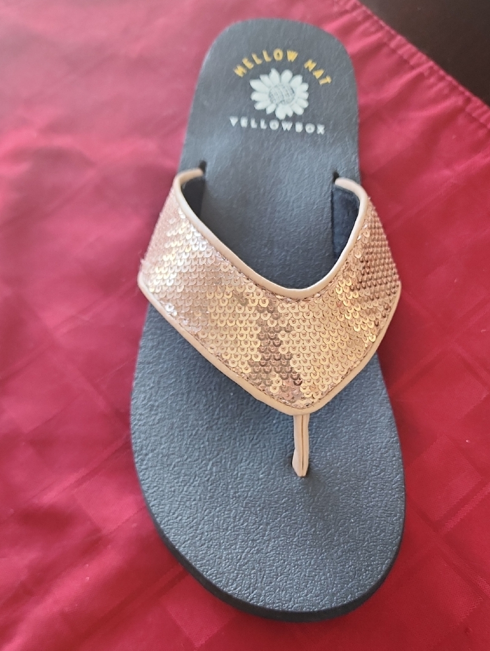 Yellow Box Rose Gold Sequin Thong Sandal